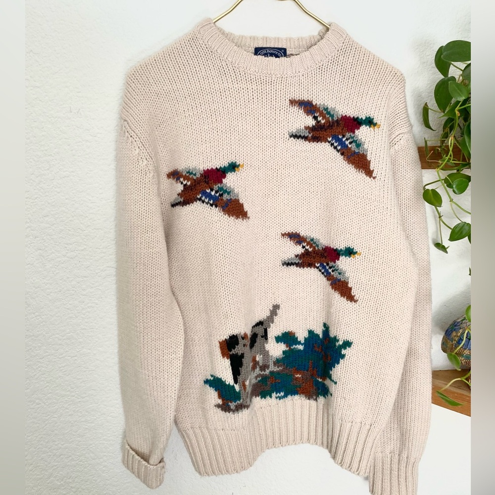 Vintage Boat House Row Wool Hunting Duck Mallard Knit Sweater